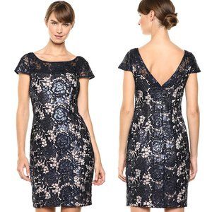 CALVIN KLEIN Cap Sleeve Sequin Sheath Dress